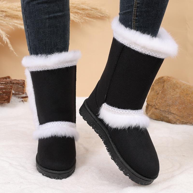 Thick-soled snow boots with integrated fur, winter models, piled and thickened small warm Northeast cotton shoes, high boots