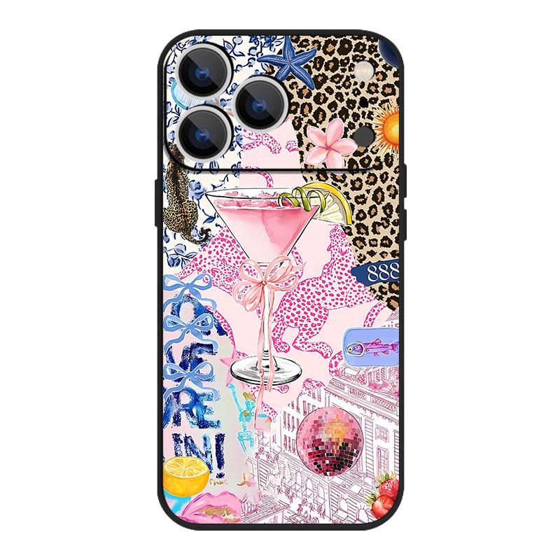 For iPhone 17 Pro Max Case Pink Goblet Bowknots Disco Ball Magnetic For Magsafe Silicone Cover For iPhone 16 Pro Max Funda iPhone 15 14 13 12 11 16E