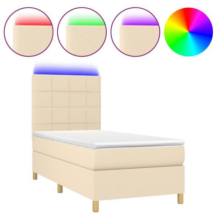 VidaXL Sommier à Lattes de Lit avec Matelas et LED, Lit Rembourré, Lit Simple, Lit Adulte de Chambre à Coucher Intérieur, 3135418