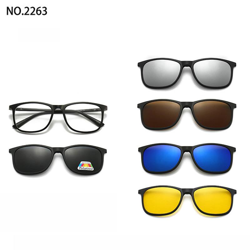 6 In 1 Custom Men Optical Magnetic Sunglasses Magnet Clip On Sunglasses Polaroid Clip On Sun Glasses