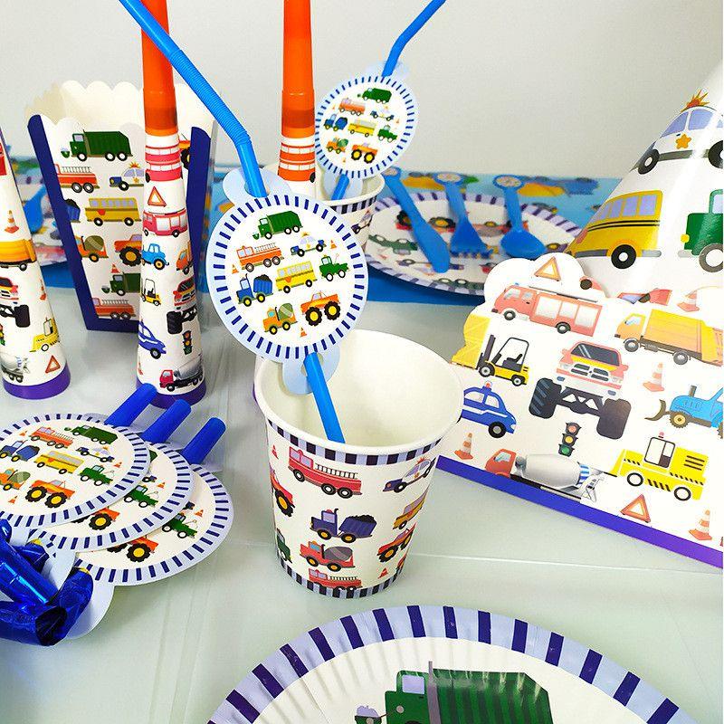 Engineering Car Childrens Birthday Party Theme Decoration Tableware Disposable