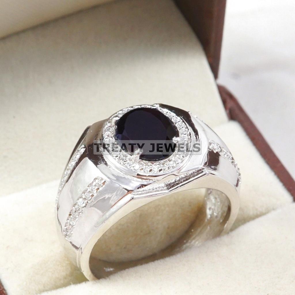 Black Onyx Oval Cut Gemstone With 925 Sterling Silver Ring For Men's #A833 JL375666936968