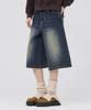 CHASECULT Unisex Bermuda Wide Denim Pants - Navy
