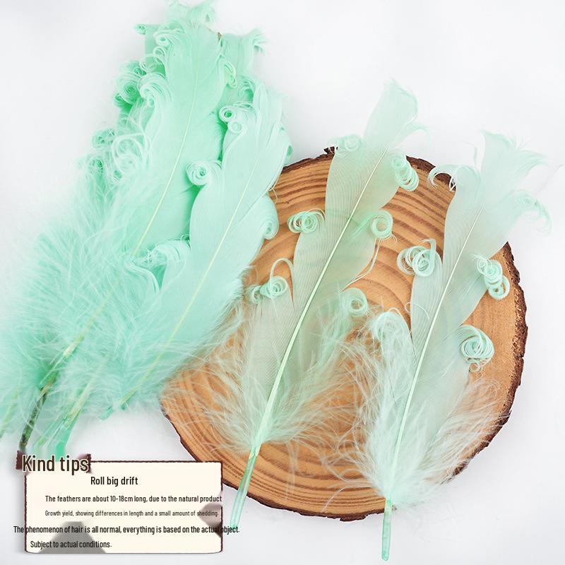 DIY Handmade White Large Curly Feather Accessories for Hats, Clothing, and Bags