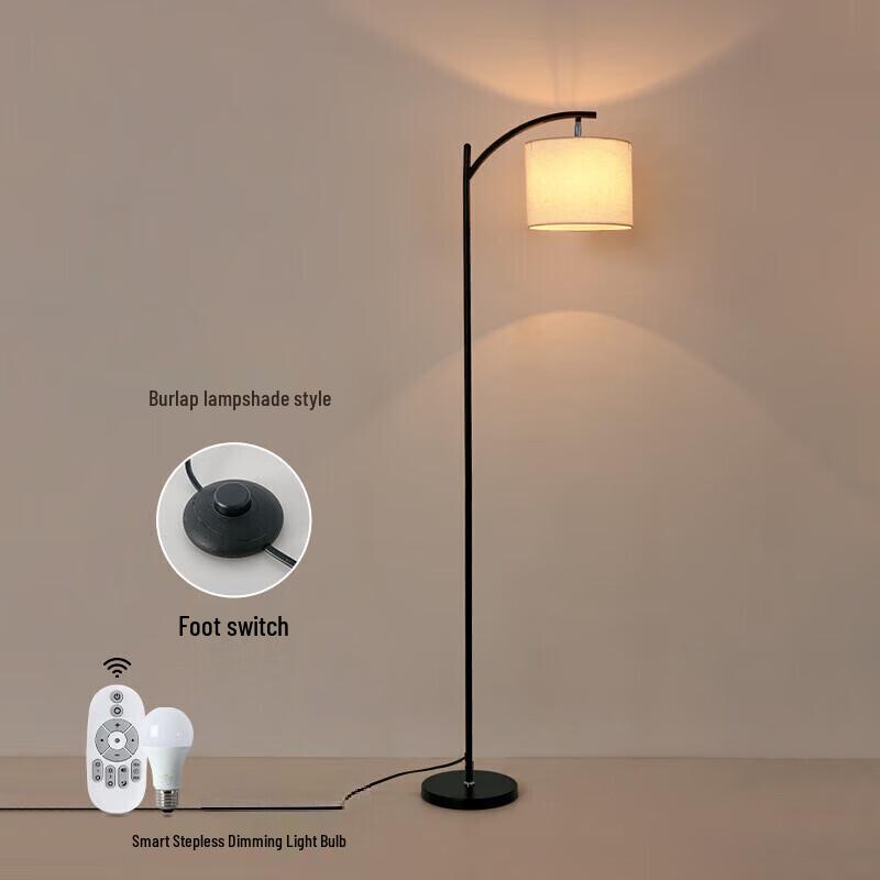 Nufeng Linen Shade Remote Control Bedside Floor Lamp