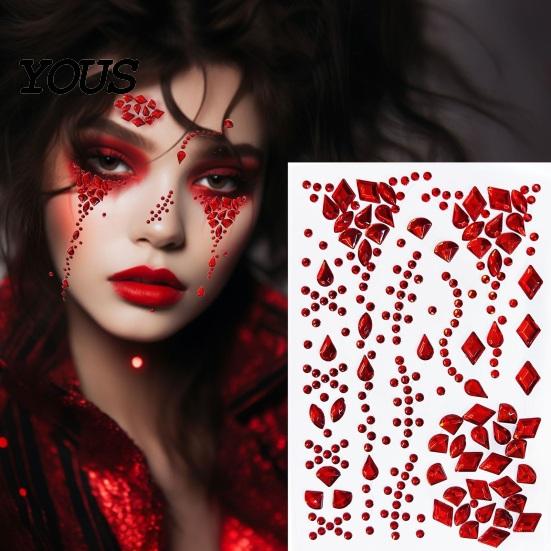 Long Lasting Face Body Stickers Halloween Scar Gem Stickers, Rhinestone Wound Art Dark Style Aesthetic Decals, Waterproof Self Adhesive Temporary