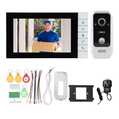 Video-Türklingel-Intercom-Kit 7-Zoll-IPS-Touchscreen IC-Karten-Entsperrung 120-Grad-Weitwinkel Nachtsicht