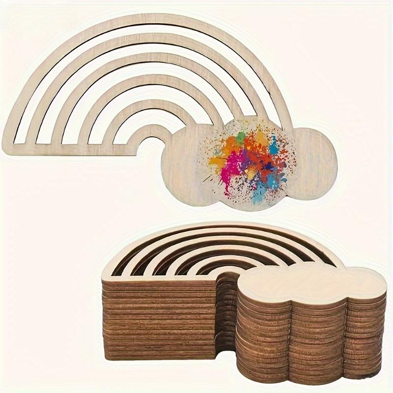 10/30pcs Unfinished Wooden Rainbow and Clouds Shape Craft Pieces Hangings for DIY Painting -for Weddings, Birthday, Home Decor