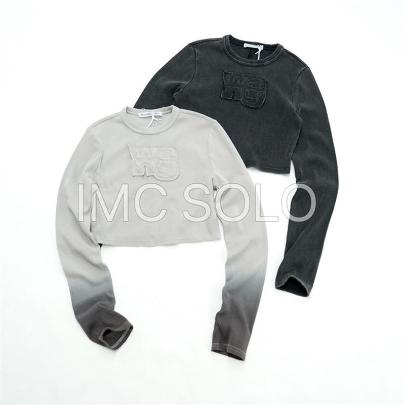 

IMC Trend Women s Distressed Logo Dip-Dyed Gradient Crop Long Sleeve T-Shirt Medium