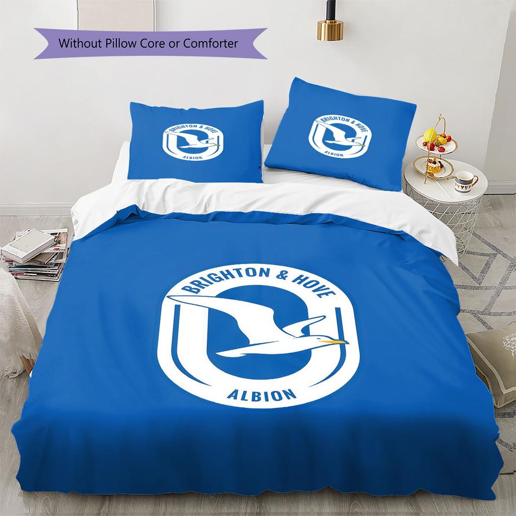Σετ Κλινοσκεπασμάτων Μοτίβο Brighton & Hove Albion, Σετ Παπλώματος Κάλυμμα Παπλώματος Μαξιλαροθήκη Οικιακό Δώρο Γενεθλίων(1 * παπλωματοθήκη + 2 * μαξιλαροθήκη, χωρίς πυρήνα)