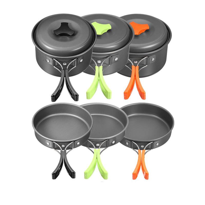 Kit da Campeggio Portatile da 14 Pezzi Set da Cucina da Esterno in Alluminio per Viaggi Escursionismo Picnic Barbecue Attrezzatura da Tavola