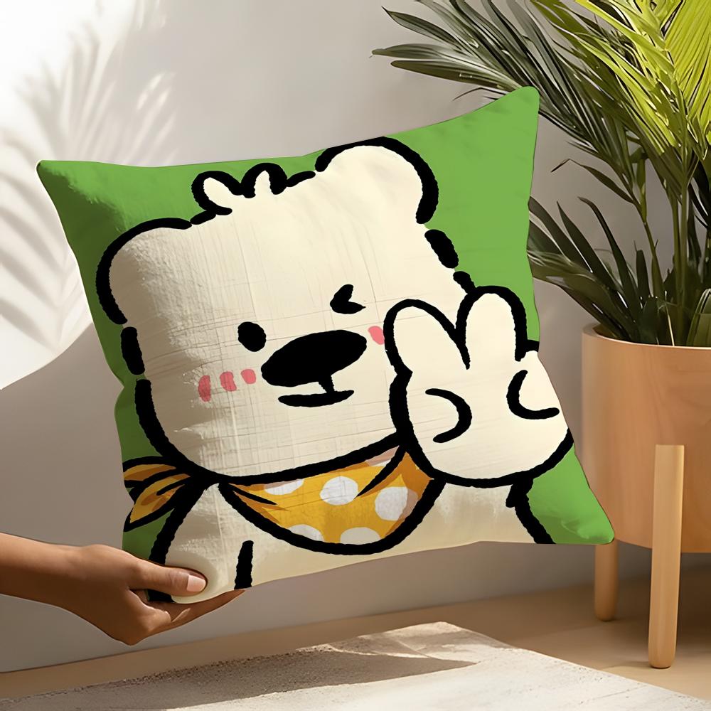 Funny Interesting Polar Bear Illustrations Pillow Case Home Living Room Decoration Linen Pillowcover Pillow Cases Cushion Cover