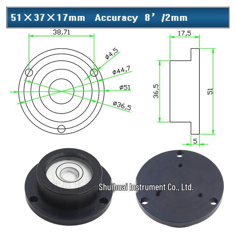 HACCURY Round Metal Spirit Level with Base Mounting Holes
