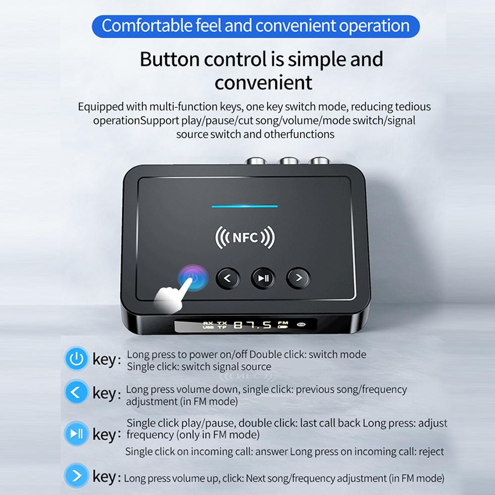 Digital Adapter 3.5mm AUX/RCA/USB U Disk/TF Input Remote Controller M6 Bluetooth 5.4 Rechargeable Bluetooth Receiver Transmitter