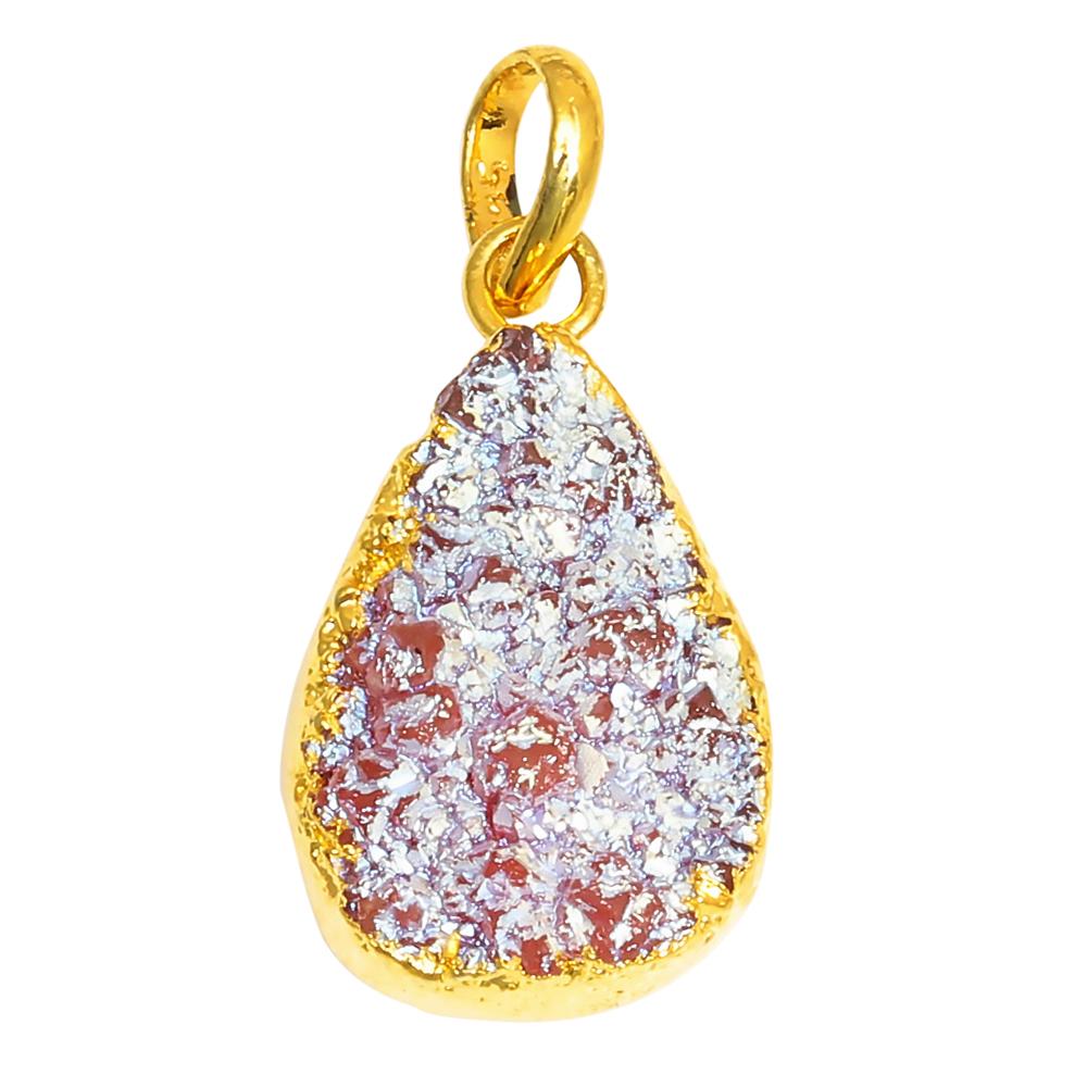 

Подвеска Red Sunshine Drusy, серебряное украшение с позолотой 14 карат, 1,5 дюйма