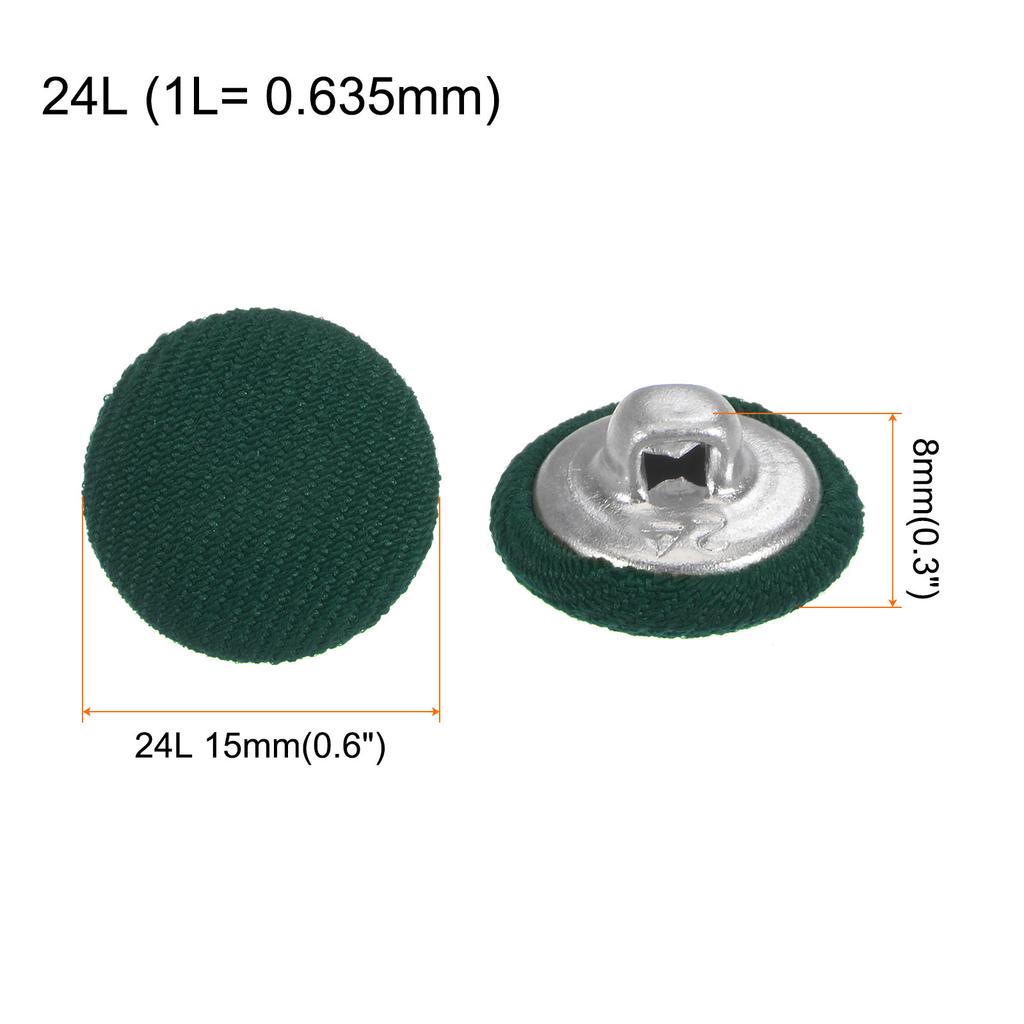 10pcs Fabric Cloth Covered Button 15mm Metal Round Sewing Buttons, Deep Pink/Light Green/Army Green/Alloy Orange