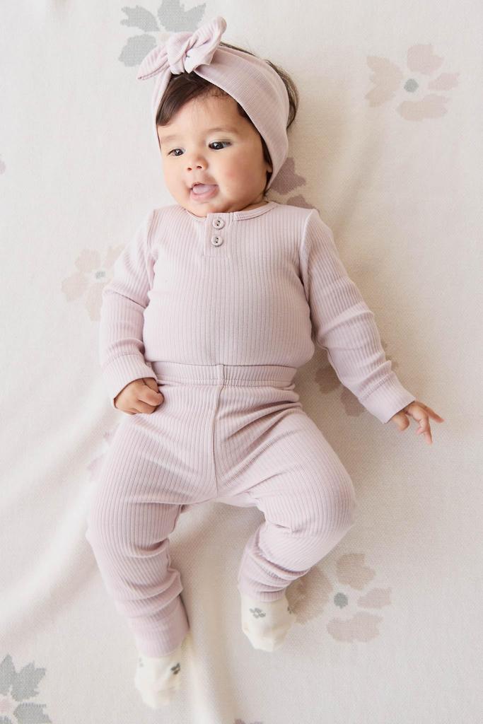 Jamie Kay OCM Ribbed Long Sleeve Bodysuit in Violet Tint Baby Size Size 80 (JBCO259015), LPNK,