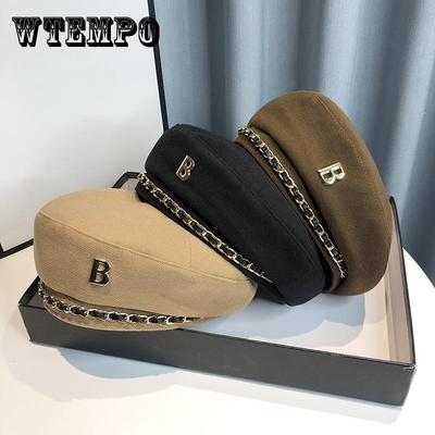 Damski modny beret z literą B, styl koreański, jednolity kolor, nierozciągliwy, lekki, tylko pranie ręczne, beret