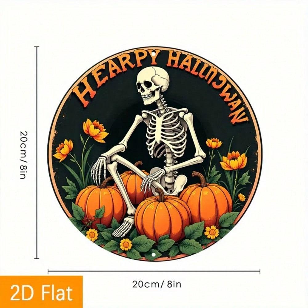 Halloween Metal Sign Skeleton Pumpkins Wall Decor Party Gift TYA13992-20X20CM разноцветный