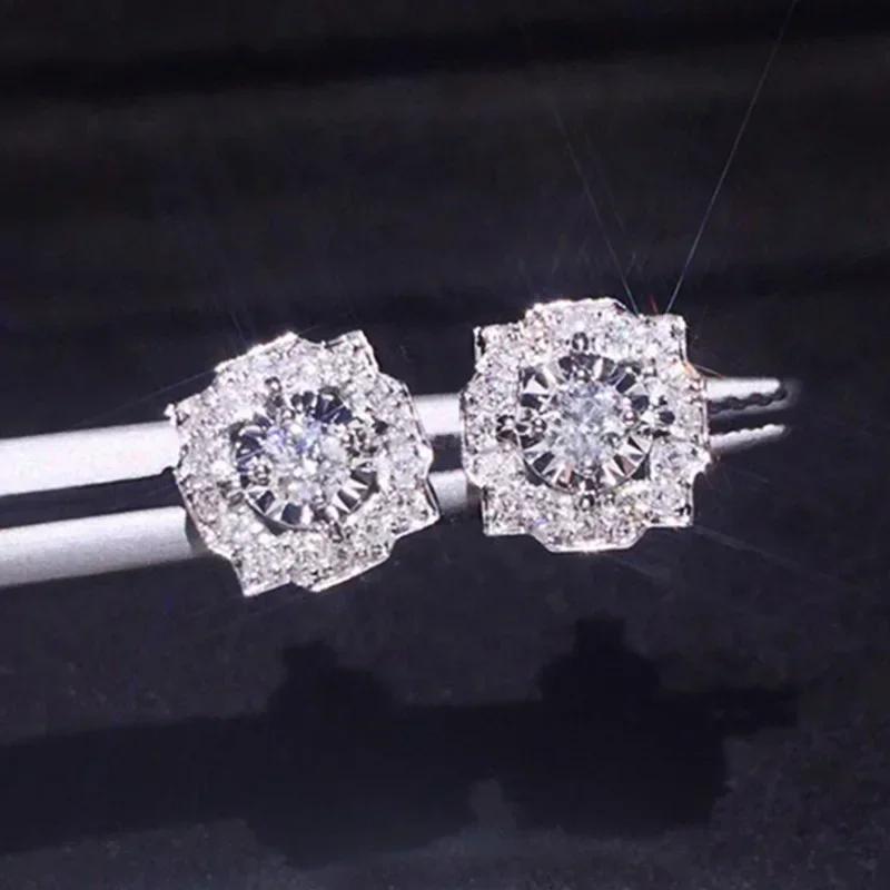 Simple Fashion Design Stud Earrings with CZ Stone Chic Women's Accessories Versatile Ear Piercing Jewelry Drop Shipping