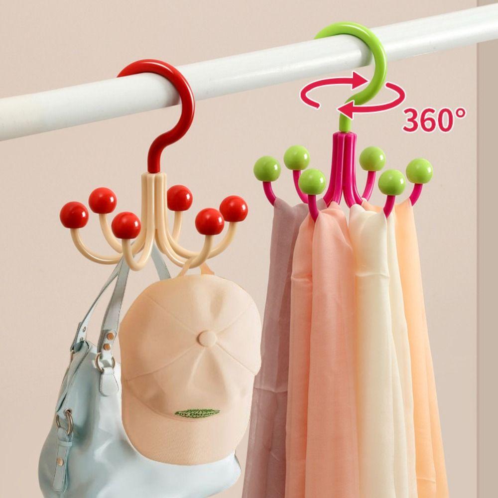 6pcs Six Claws Rotating Hook Space-Saving Scarf Hat Bag Organizer Multi-Functional Hooks  Laundry