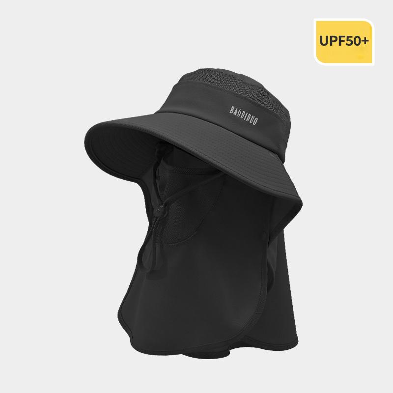 Summer Women Large Brim UV Protection Fisherman Hat with Leaking Ponytail Waterproof Bucket Hat Outdoor Breathable Sunscreen Cap