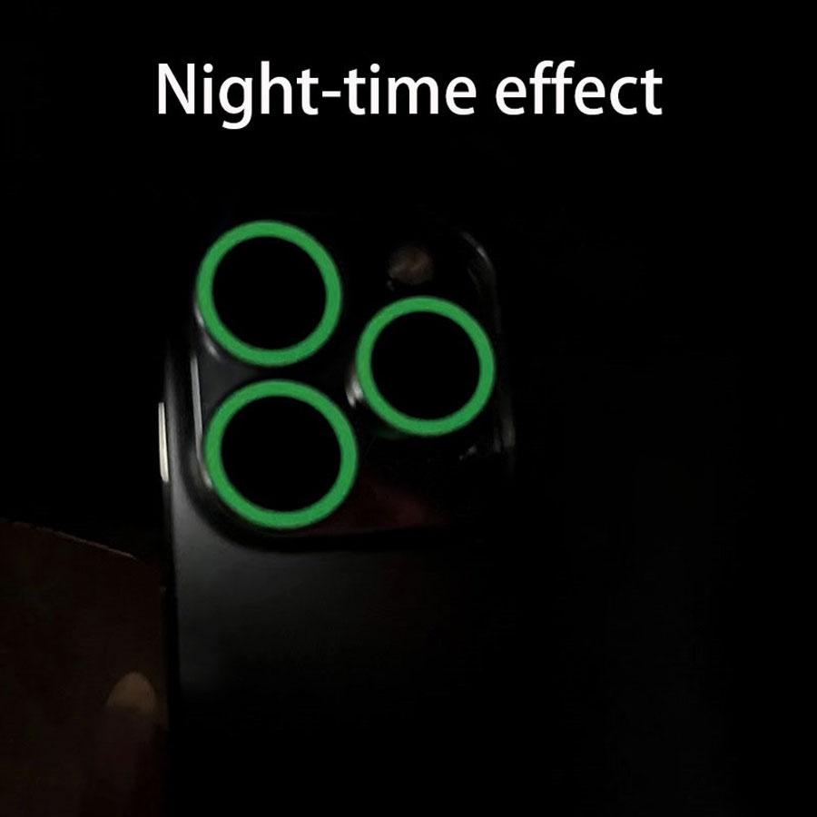 Für iPhone 11 12 13 14 Pro Max Luminous Kamera Objektiv Schutzring gehärtetem Glas Schutzfolie