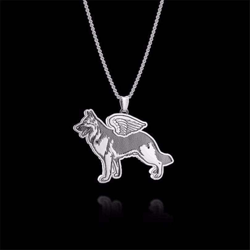 German Dog Shepherd Angel Puppy Animal Necklaces Pendants Gift for Women Chain Necklace