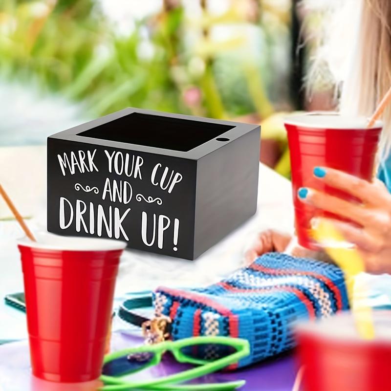 2 Stück Rustikaler Charme Becherhalter Holz Getränkespender mit Markierungsschlitz für Einfach Perfekt für Cafés Bars Partys