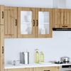 Wall Mounted Kitchen Cabinet with Glass Door Artisan Oak Wood Composite