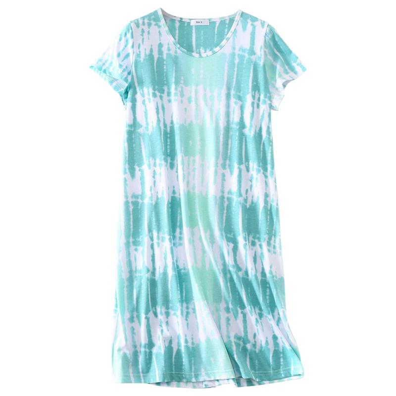 Women Round Neck Short Sleeve Casual Nightdress Printed Loungewear