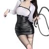 Sex Underwear Sexy Pure Desire Uniform Hip Wrap Skirt Patent Leather Secretary Uniform Tight Seduction Teacher Shirt Suit