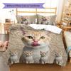 Cute Yellow Cat Pattern Bedding Quilt Set Quilt Cover Pillowcase Home Decoration Gift (1 * duvet cover + 2 * pillowcase, without core)