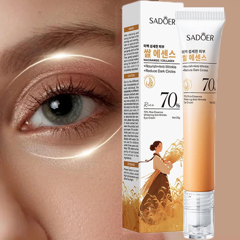 SADOER Rice Essence Eye Cream Anti Dark Circles Anti-Aging Anti Wrinkles Whitening Moisturizing Korean Eyes Skin Care Cosmetics