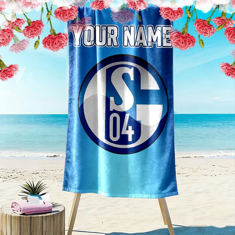 Custom Name FC Schalke 04 Print Beach Towel, Large Soft Quick Dry Towel for Beach Camping Swimming_xia