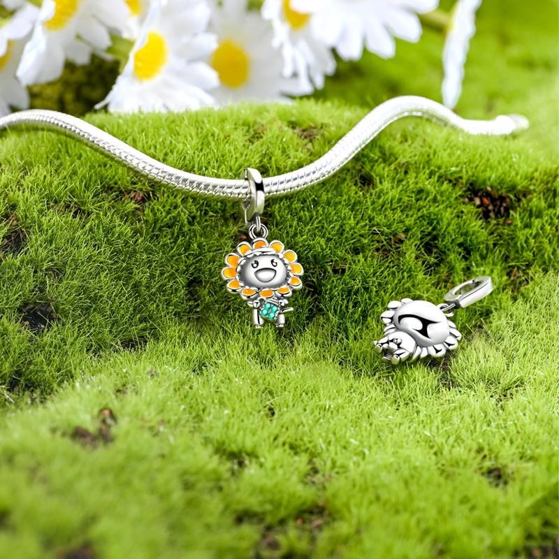 Cute Copper Pink Ballet Girl & Lucky Four-Leaf Clover Doll Charm Fit Original Bracelet Diy Unique Jewelry Gift