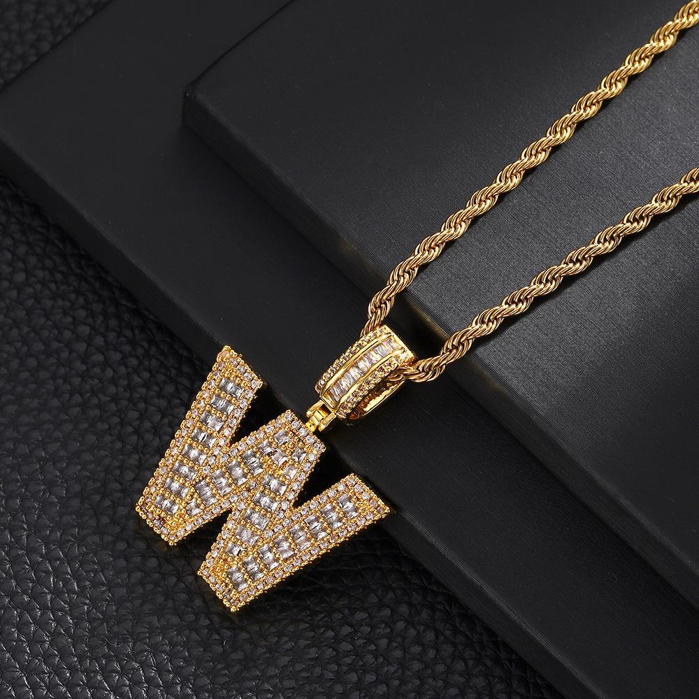 26 English Letters Pendant Necklace Copper Inlaid Zircon Versatile Jewelry Necklace