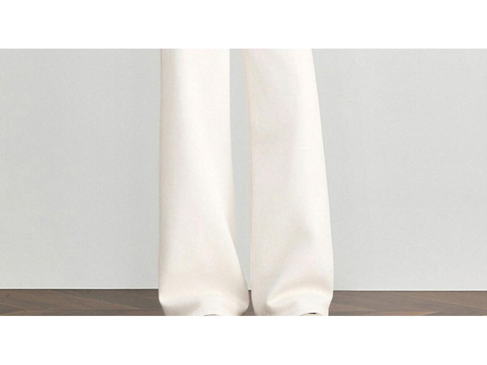 Women's High Waist Velvet Plus Wide-Leg White Jeans - Winter Thickened for a Longer Leg Look
