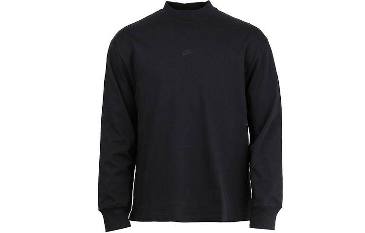 Nike T Shirts Unisex Black Stand Collar Moderate Straight Fit DD7029-010 S