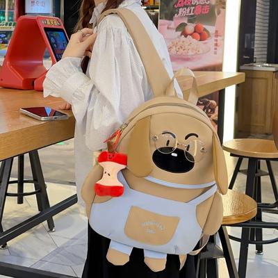 Schoolbag New High-value, Fresh and Sweet, Cute Glasses Dog Backpack, Light and Large-capacity Backpack for Primary and Secondary School Students