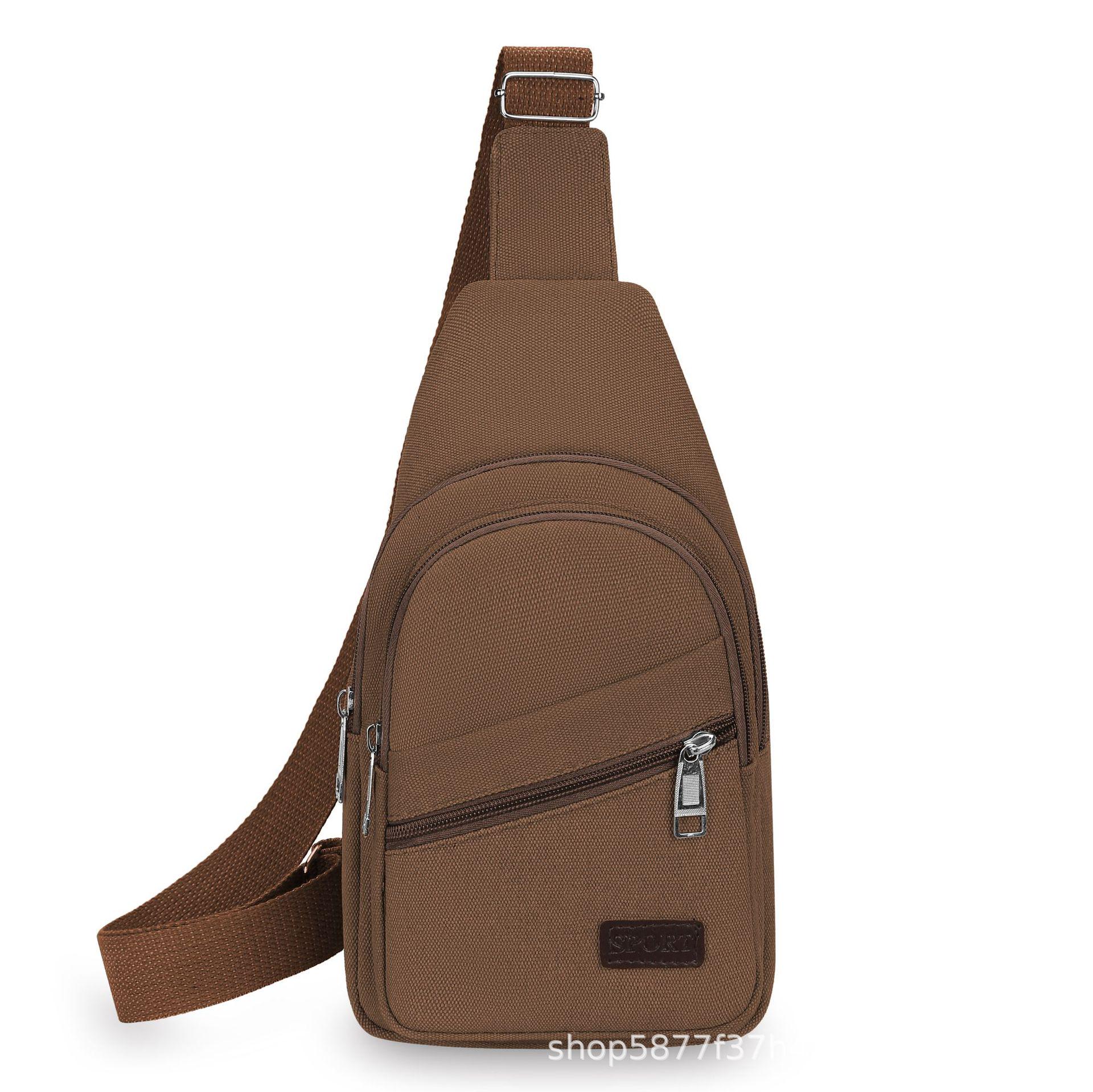 

Унісекс полотняна сумка кросбоді 2025 - Повсякденна нагрудна та плечова сумка для чоловіків та жінок 30×6×17 cm темно-коричневого кольору