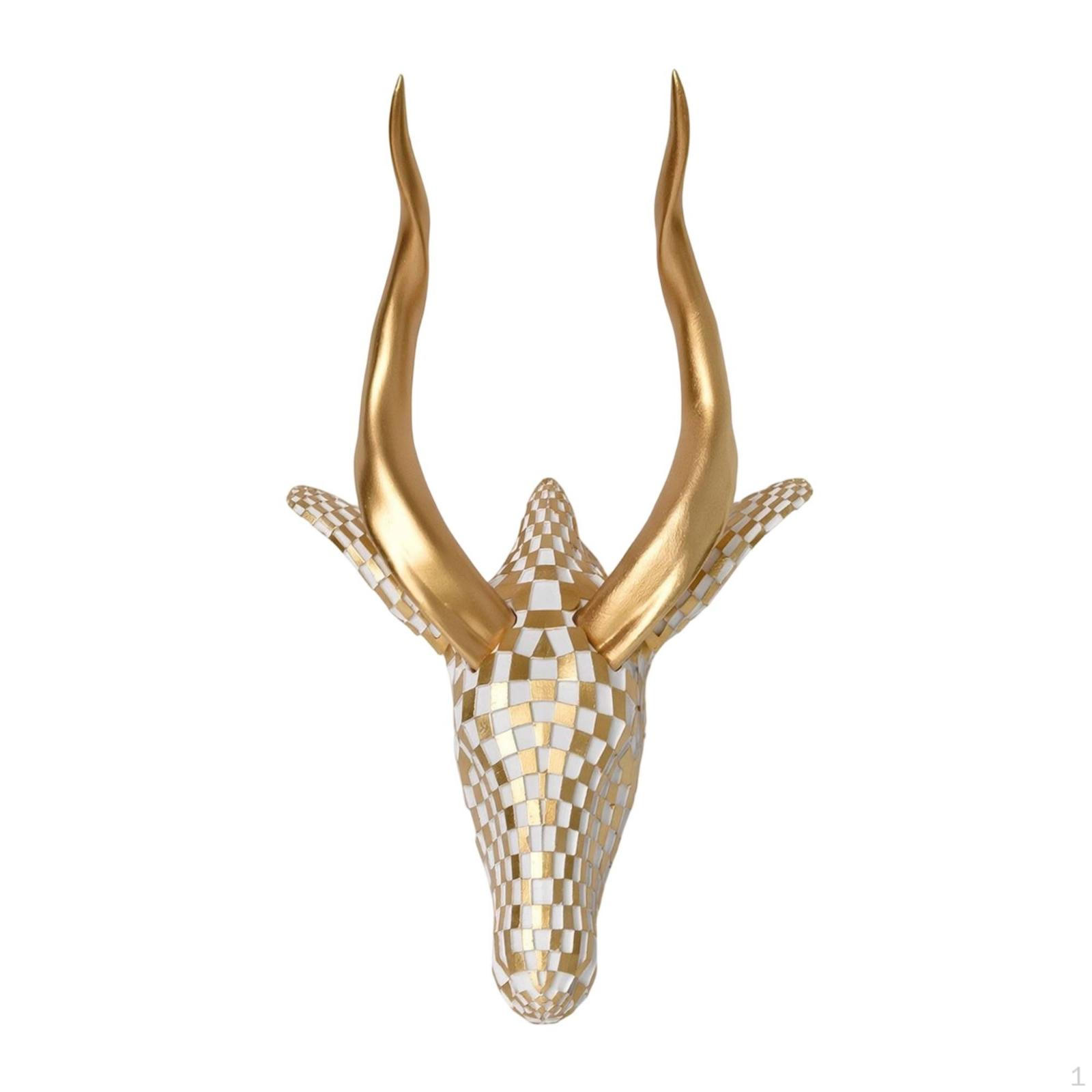 Faux Antelope Head Wall Decor Geometric Sculpture Shiny for Homeowners, Art
