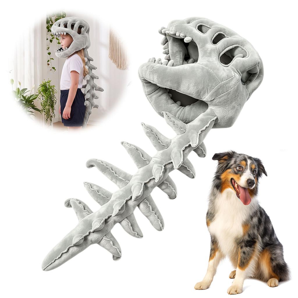 Dinosaurierskelett Kostüm Kapuze 3D Rippen Wirbelsäule Schwanz Detail Kinder Halloween Outfit Geschenk