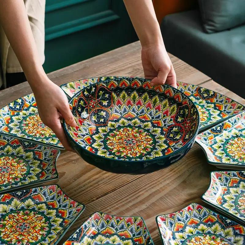 Polnische Keramikteller Haushalts-Kreative Backform Obstsalat Kartoffelpüree Nudelschüssel Kuchenplatte Küchenzubehör