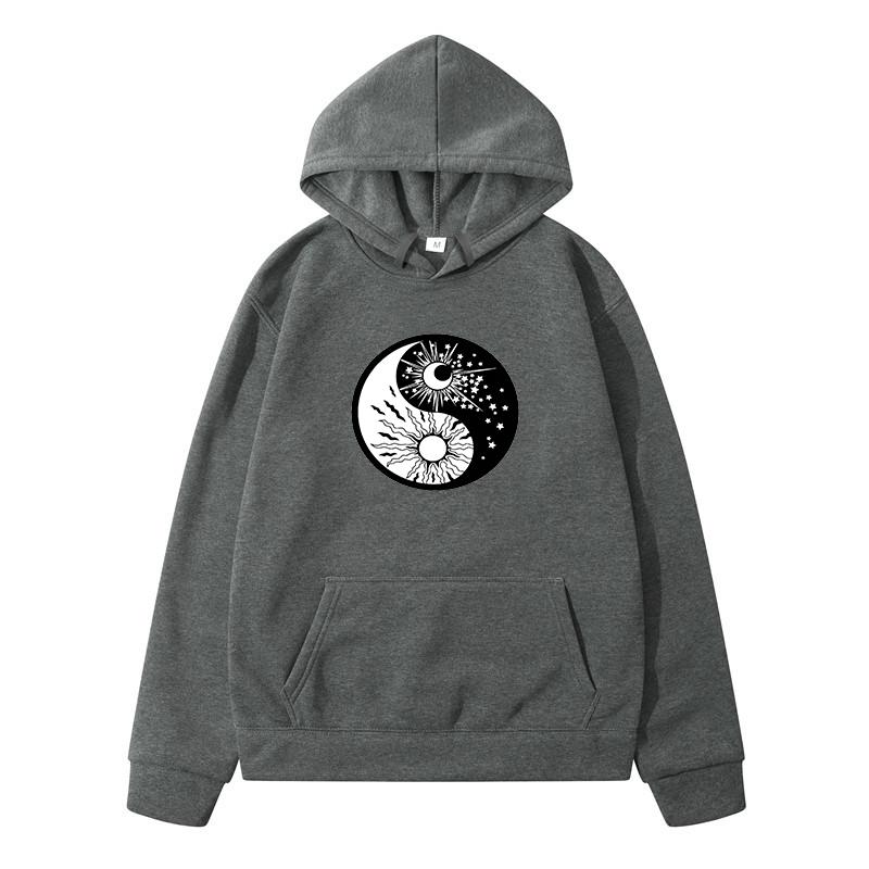 Sun Moon Taiji Printed Sweatshirts for Men Clothing Fashion,Casual  New in Hoodies Sweatshirts Harajuku Y2k Men's