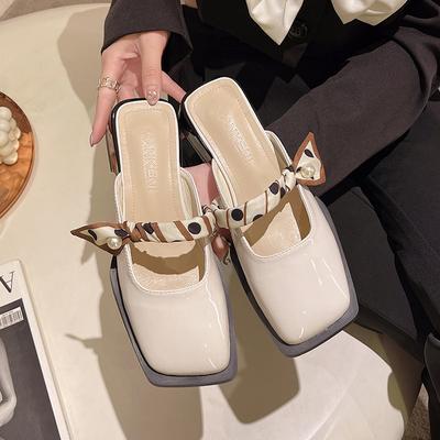Baotou halve pantoffels damesschoenen zomer nieuwe muller schoenen Franse halve steun enkele schoenen coole pantoffels