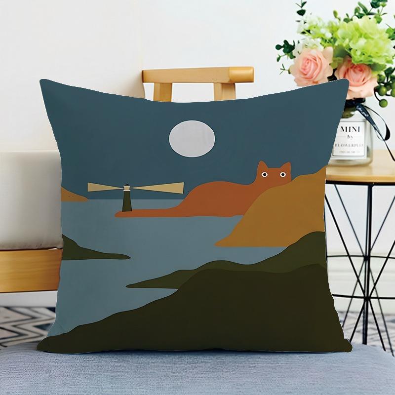 Simple Mountain Print Decorative Pillowcase Bedroom Living Room Square Cushion Pillowcase
