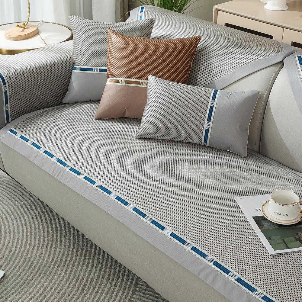 Ice Silk Living Room Sofa Cushion Summer Rattan Cover Towel Modern Washable Non-slip Mat