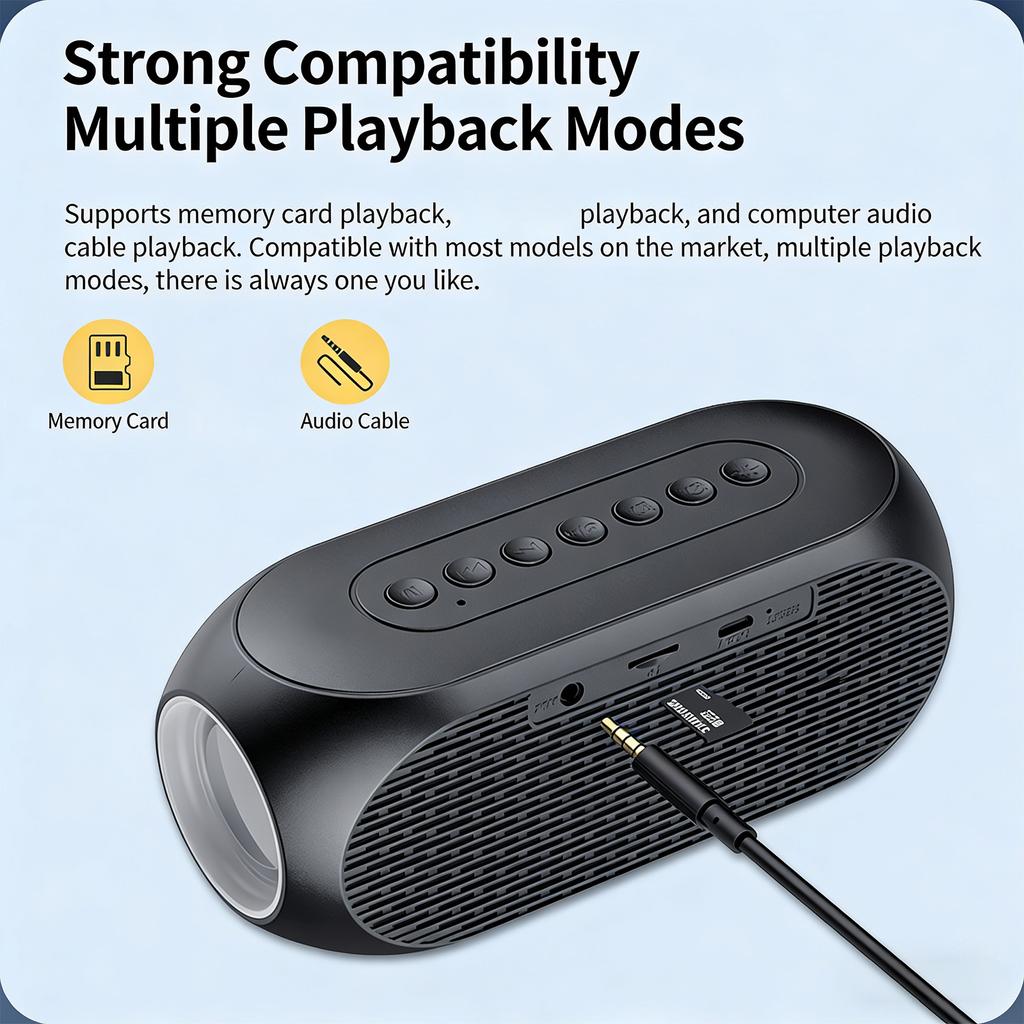 Functional Bluetooth-compatible Sound Box With 360°Output Digital Clock FM Radio Multiple Playbacks For Entertainment