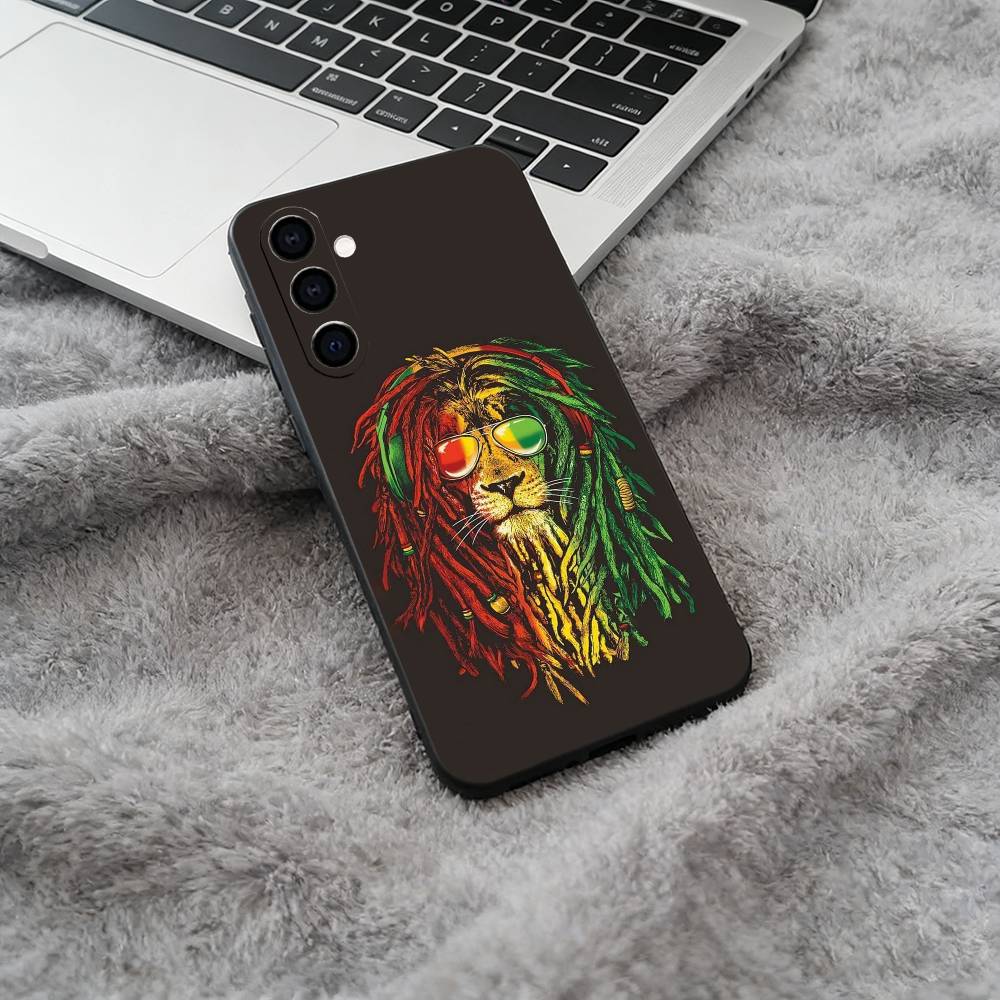 

Lion-B-Bob- M-Marley Soft Silicone phone Case for Samsung Galaxy A73/A71/A72/A70/A53/A52/A51 - Black Samsung a514g
